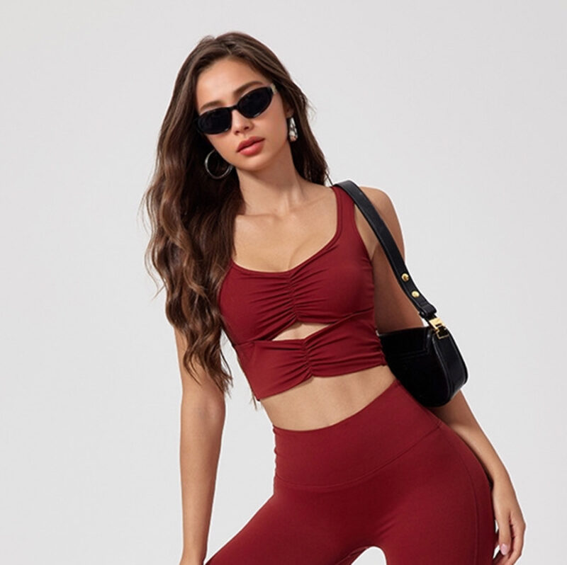 Front Double Ruch Longline Bra Top - Image 4